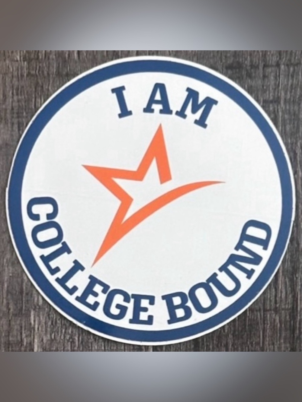 💞 New Round White I Am College Bound Scrapbook Craft Sticker with Orange Star